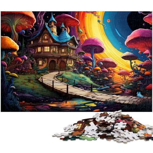 1000 teiliges Puzzle für Erwachsene Fantasie buntes Pilzhaus Puzzle für Lernspiele Herausforderung Spielzeug Kunstwerk Geschenk 1000 PCS (38 x 26 cm) von zouxangzz