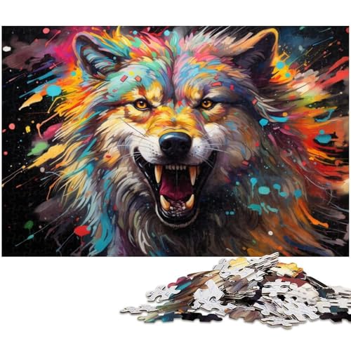 1000 teiliges Puzzle für Erwachsene Fantasie buntes wütendes Wolf Puzzle für Kinder Papierpuzzle Lernspiel für Erwachsene 1000 Teile (38 x 26 cm) von zouxangzz