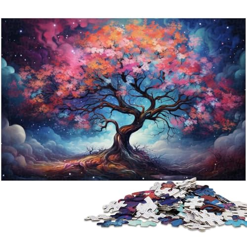 1000 teiliges Puzzle für Erwachsene Fantasiefarben Kirschblütenbaum Spielzeug Denkspiel anspruchsvolles Puzzlespiel und Familienspiel 1000 Teile (38 x 26 cm) von zouxangzz