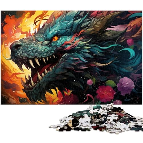 1000 teiliges Puzzle für Erwachsene Farb Fantasie Kunst Drachen Puzzle für Kinder Holzpuzzle Lernspiel für Erwachsene 1000 Teile (75 x 50 cm) von zouxangzz