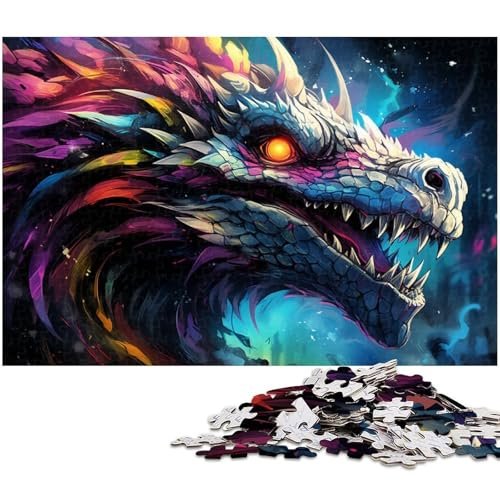1000 teiliges Puzzle für Erwachsene Farb Fantasie Kunst Drachen Puzzles für Erwachsene und Kinder Holzpuzzle tolles Geschenk 1000 Teile (75 x 50 cm) von zouxangzz