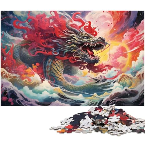 1000 teiliges Puzzle für Erwachsene Farbdrachen Puzzle für Lernspiele Herausforderung Spielzeug Kunstwerk Geschenk 1000 Stück (75 x 50 cm) von zouxangzz