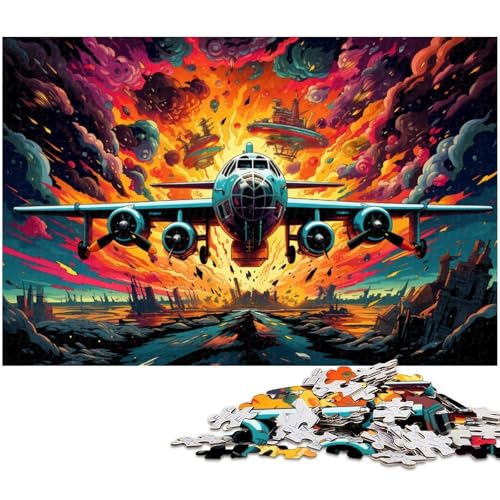 1000 teiliges Puzzle für Erwachsene Farbiger Kampfjet EIN Kunstwerk für Teenager ab 14 Jahren 1000 Teile (75 x 50 cm) von zouxangzz