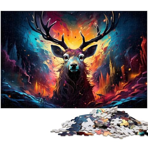 1000 teiliges Puzzle für Erwachsene Farbiger Sikahirsch EIN Kunstwerk für Teenager ab 14 Jahren 1000 Teile (38 x 26 cm) von zouxangzz