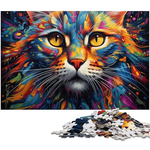 1000 teiliges Puzzle für Erwachsene Farbkatzen Puzzles für Erwachsene und Kinder Holzpuzzle tolles Geschenk 1000 Teile (75 x 50 cm) von zouxangzz