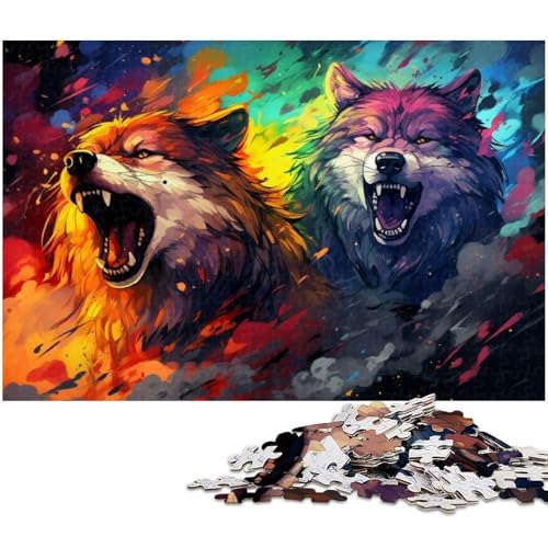 1000 teiliges Puzzle für Erwachsene Farbkunst Wolf Puzzle für Lernspiele Herausforderung Spielzeug Kunstwerk Geschenk 1000 PCS (38 x 26 cm) von zouxangzz