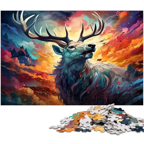 1000 teiliges Puzzle für Erwachsene Farbpuzzle mit Elchmalerei Geburtstagsgeschenk für Teenager ab 14 Jahren 1000 Teile (38 x 26 cm) von zouxangzz