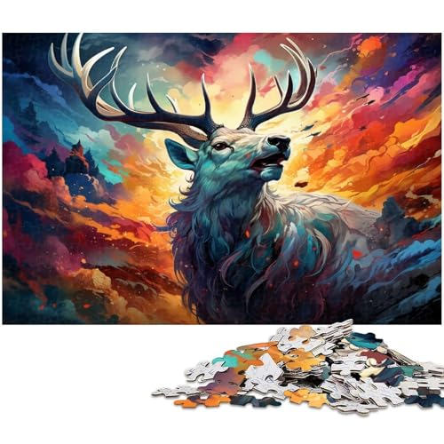 1000 teiliges Puzzle für Erwachsene Farbpuzzle mit Elchmalerei Geburtstagsgeschenk für Teenager ab 14 Jahren 1000 Teile (75 x 50 cm) von zouxangzz