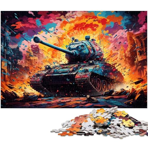 1000 teiliges Puzzle für Erwachsene Farbtanks unmögliches Puzzle für Teenager ab 14 Jahren 1000 Teile (38 x 26 cm) von zouxangzz