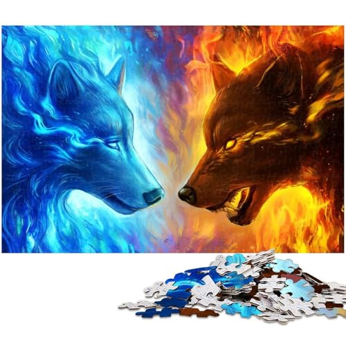 1000 teiliges Puzzle für Erwachsene Feuer und EIS Puzzle als Geschenk Familienspiel Stressabbau schwieriges Herausforderungspuzzle (Größe 38 x 26 cm) von zouxangzz