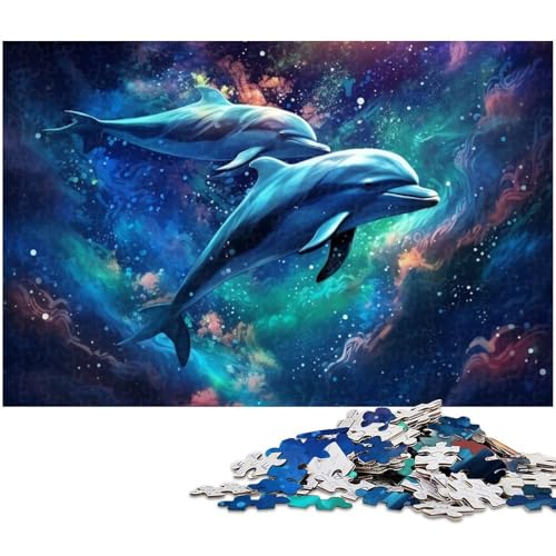 1000 teiliges Puzzle für Erwachsene Galaxie Delfin Puzzle Holzpuzzle Lernspielzeug (Größe 75 x 50 cm) von zouxangzz