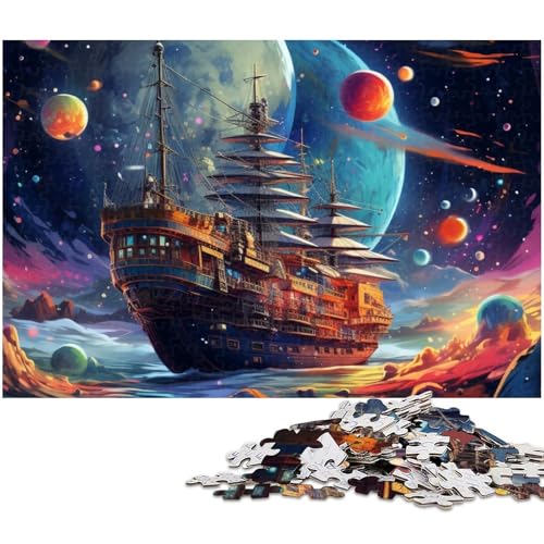 1000 teiliges Puzzle für Erwachsene Galaxie Piratenschiff Puzzle für Lernspiele Herausforderung Spielzeug Kunstwerk Geschenk (Größe 38 x 26 cm) von zouxangzz