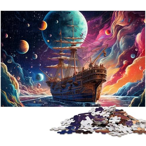 1000 teiliges Puzzle für Erwachsene Galaxie Piratenschiff Spielzeug Denkspiel anspruchsvolles Puzzlespiel und Familienspiel (Größe 75 x 50 cm) von zouxangzz