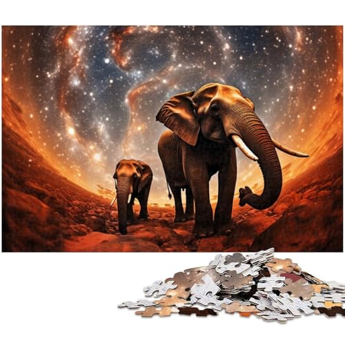 1000 teiliges Puzzle für Erwachsene Galaxien Elefanten Puzzle für Lernspiele Herausforderungen Spielzeug Kunstwerk Geschenk (Größe 75 x 50 cm) von zouxangzz