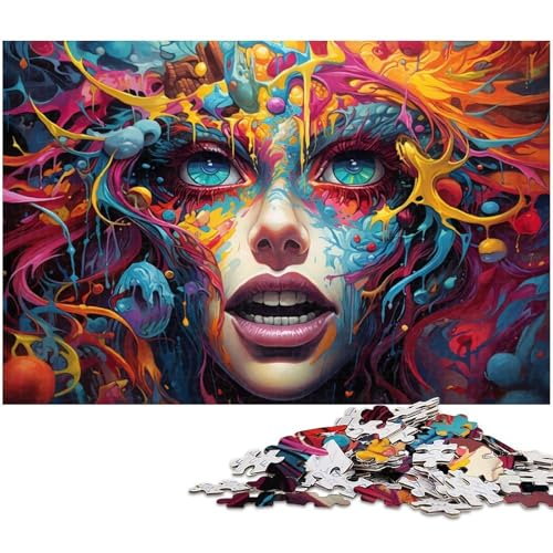 1000 teiliges Puzzle für Erwachsene Gesicht voller farbenfroher Kunst Puzzle für Kinder Papierpuzzle Lernspiel für Erwachsene 1000 Teile (38 x 26 cm) von zouxangzz