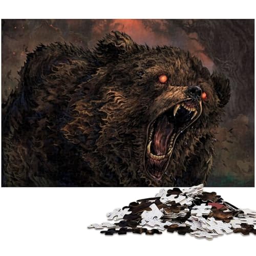 1000 teiliges Puzzle für Erwachsene Grizzly Puzzle Lernspiel Herausforderung Spielzeug Kunstwerk Geschenk (Größe 75 x 50 cm) von zouxangzz