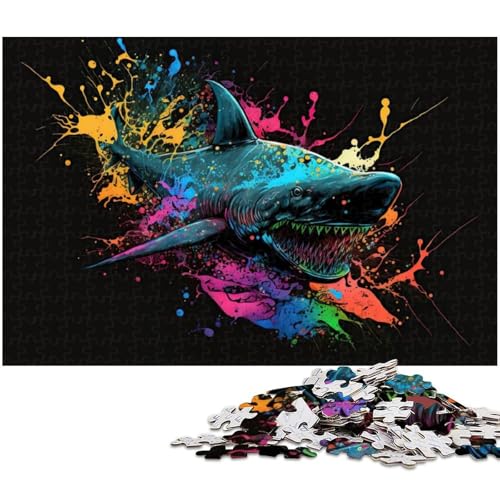 1000 teiliges Puzzle für Erwachsene Hai buntes Tierspielzeug Denkspiel anspruchsvolles Puzzlespiel und Familienspiel (Größe 38 x 26 cm) von zouxangzz