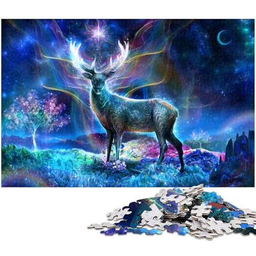 1000 teiliges Puzzle für Erwachsene Hirschlaterne Puzzle für Lernspiele Herausforderung Spielzeug Kunstwerk Geschenk (Größe 75 x 50 cm) von zouxangzz