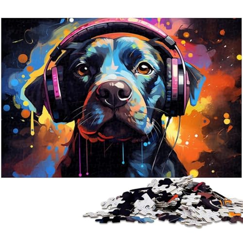 1000 teiliges Puzzle für Erwachsene Hund hört Musik Puzzles aus Papier Lernspielzeug 1000 Teile (38 x 26 cm) von zouxangzz