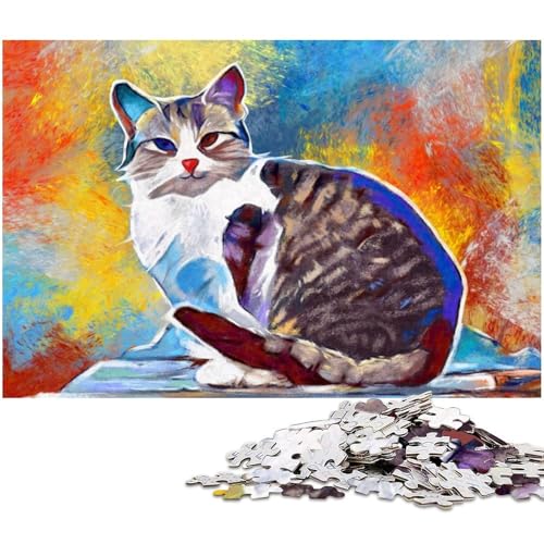 1000 teiliges Puzzle für Erwachsene Katze EIN Kunstwerk für Teenager ab 14 Jahren (Größe 38 x 26 cm) von zouxangzz
