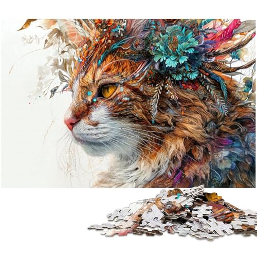 1000 teiliges Puzzle für Erwachsene Katzen Puzzle Lernspiel Herausforderung Spielzeug Kunstwerk Geschenk (Größe 75 x 50 cm) von zouxangzz