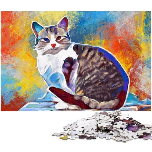 1000 teiliges Puzzle für Erwachsene Katzen Puzzle als Geschenk Familienspiel Stressabbau schwieriges Herausforderungspuzzle (Größe 75 x 50 cm) von zouxangzz