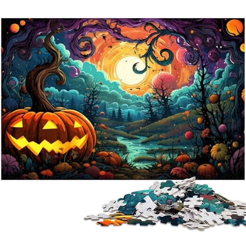 1000 teiliges Puzzle für Erwachsene Kürbis in der Halloween Nacht Puzzle als Geschenk Familienspiel Stressabbau schwieriges Herausforderungspuzzle 1000 Teile (38 x 26 cm) von zouxangzz
