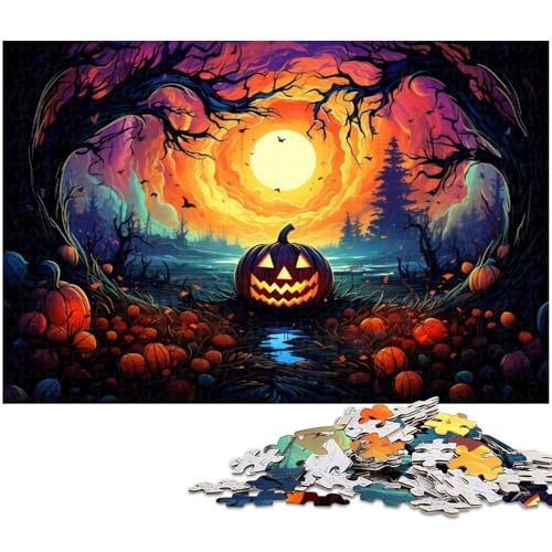 1000 teiliges Puzzle für Erwachsene Kürbis in der Halloween Nacht Puzzle für Lernspiele Herausforderung Spielzeug Kunstwerk Geschenk 1000 Stück (75 x 50 cm) von zouxangzz