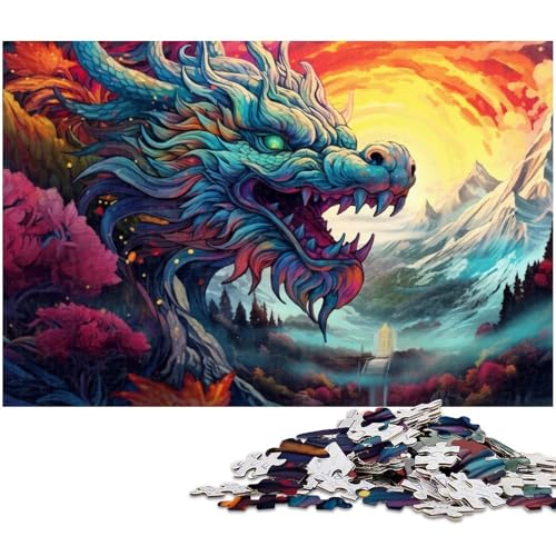 1000 teiliges Puzzle für Erwachsene Kunst Fliegende Drachen Puzzle als Geschenk Familienspiel Stressabbau schwieriges Herausforderungspuzzle (Größe 75 x 50 cm) von zouxangzz