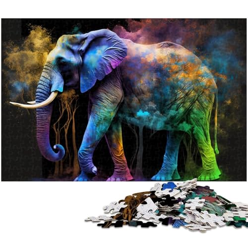 1000 teiliges Puzzle für Erwachsene Kunst Graffiti Elefantenspielzeug Denkspiel anspruchsvolles Puzzlespiel und Familienspiel 1000 Teile (75 x 50 cm) von zouxangzz