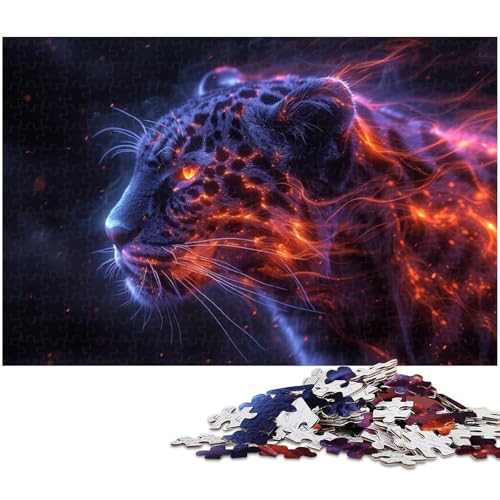 1000 teiliges Puzzle für Erwachsene Leoparden Puzzle Lernspiel Herausforderung Spielzeug Kunstwerk Geschenk (Größe 38 x 26 cm) von zouxangzz