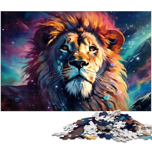 1000 teiliges Puzzle für Erwachsene Löwe auf bunter Galaxie EIN Kunstwerk für Teenager ab 14 Jahren 1000 Teile (75 x 50 cm) von zouxangzz