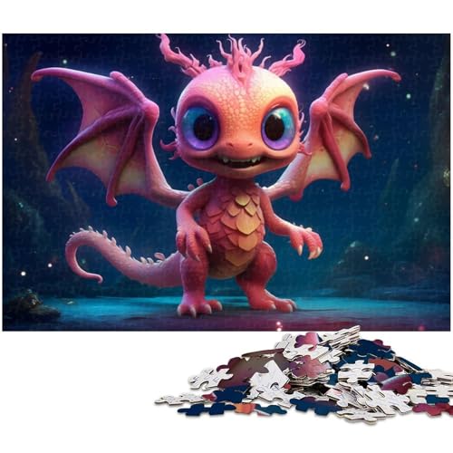 1000 teiliges Puzzle für Erwachsene Magentafarbener Babydrache Puzzle aus Papier Lernspielzeug (Größe 38 x 26 cm) von zouxangzz