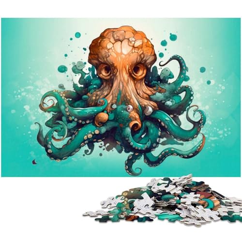 1000 teiliges Puzzle für Erwachsene Meeresboden Oktopus EIN Kunstwerk für Teenager ab 14 Jahren (Größe 75 x 50 cm) von zouxangzz