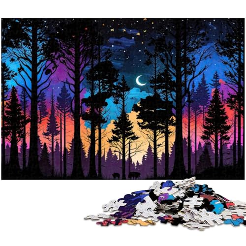 1000 teiliges Puzzle für Erwachsene Mond und Wald KI Kunstpuzzles für Erwachsene und Kinder Papierpuzzle tolles Geschenk 1000 Teile (38 x 26 cm) von zouxangzz