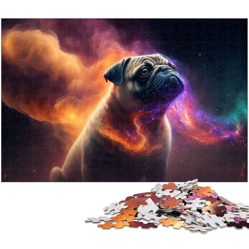 1000 teiliges Puzzle für Erwachsene Mops Puzzles für Erwachsene und Kinder Holzpuzzle tolles Geschenk (Größe 75 x 50 cm) von zouxangzz