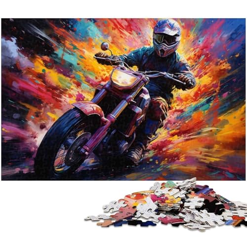 1000 teiliges Puzzle für Erwachsene Motorradfahrer Puzzle Holzpuzzle Lernspielzeug 1000 Teile (75 x 50 cm) von zouxangzz