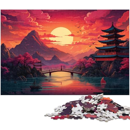 1000 teiliges Puzzle für Erwachsene Mount Fuji Japan Puzzle für Kinder Holzpuzzle Lernspiel für Erwachsene (Größe 75 x 50 cm) von zouxangzz
