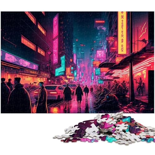 1000 teiliges Puzzle für Erwachsene Nachtstadt Puzzles für Erwachsene und Kinder Holzpuzzle tolles Geschenk (Größe 75 x 50 cm) von zouxangzz
