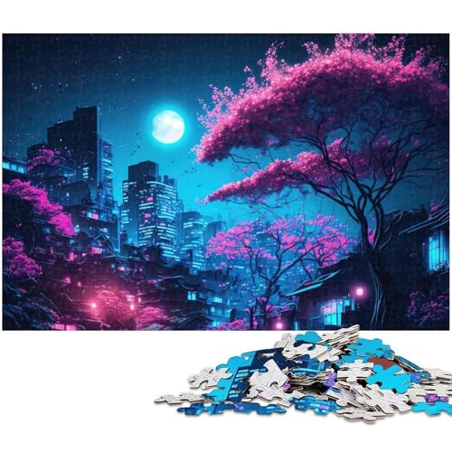 1000 teiliges Puzzle für Erwachsene Neonlandschaft () Puzzle für Lernspiele Herausforderungen Spielzeug Kunstwerk Geschenk (Größe 75 x 50 cm) von zouxangzz