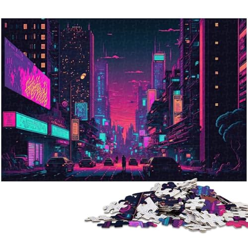 1000 teiliges Puzzle für Erwachsene New York City Neon Puzzle für Kinder Papierpuzzle Lernspiel für Erwachsene 1000 Teile (38 x 26 cm) von zouxangzz
