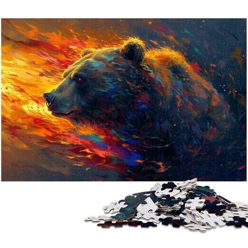 1000 teiliges Puzzle für Erwachsene Ölgemälde Braunbär Spielzeug Denkspiel anspruchsvolles Puzzlespiel und Familienspiel (Größe 75 x 50 cm) von zouxangzz