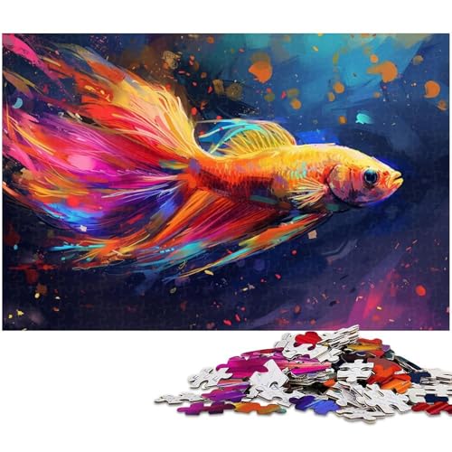 1000 teiliges Puzzle für Erwachsene Ölgemälde Goldfisch Spielzeug Denkspiel anspruchsvolles Puzzlespiel und Familienspiel (Größe 38 x 26 cm) von zouxangzz