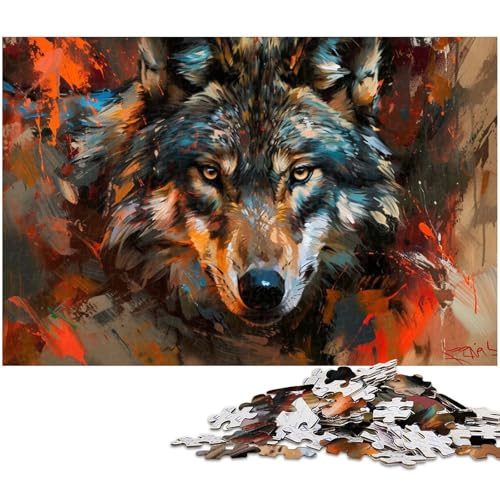 1000 teiliges Puzzle für Erwachsene Ölgemälde Wolfsspielzeug Denkspiel anspruchsvolles Puzzlespiel und Familienspiel (Größe 75 x 50 cm) von zouxangzz
