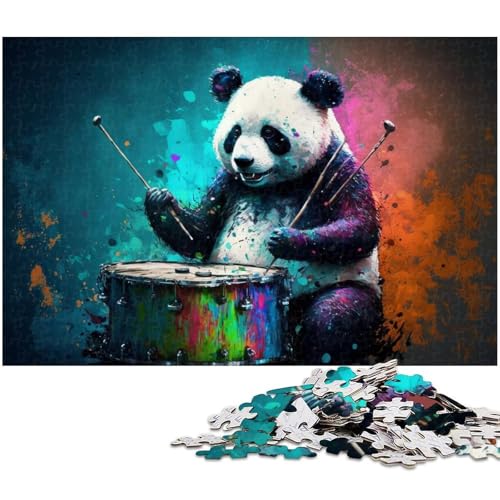 1000 teiliges Puzzle für Erwachsene Panda spielt Trommel Papierpuzzle Lernspielzeug (Größe 38 x 26 cm) von zouxangzz