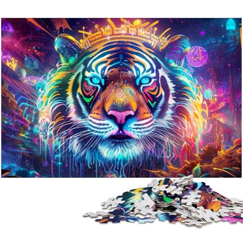 1000 teiliges Puzzle für Erwachsene Party Tiger Puzzle Lernspiel Herausforderung Spielzeug Kunstwerk Geschenk (Größe 75 x 50 cm) von zouxangzz