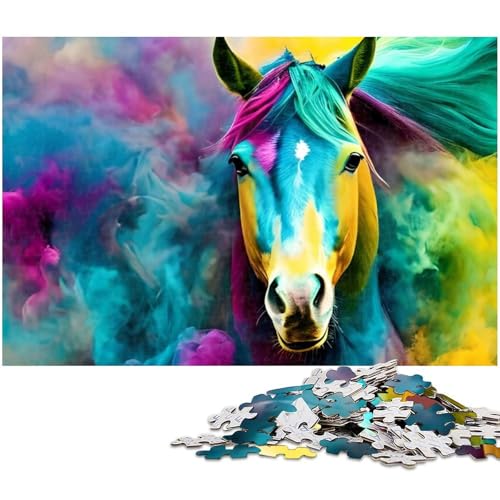 1000 teiliges Puzzle für Erwachsene Pferde Puzzle Kunstwerk für Teenager ab 14 Jahren (Größe 75 x 50 cm) von zouxangzz