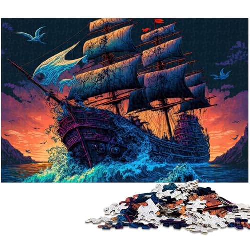 1000 teiliges Puzzle für Erwachsene Piratenboot EIN Kunstwerk für Teenager ab 14 Jahren (Größe 38 x 26 cm) von zouxangzz