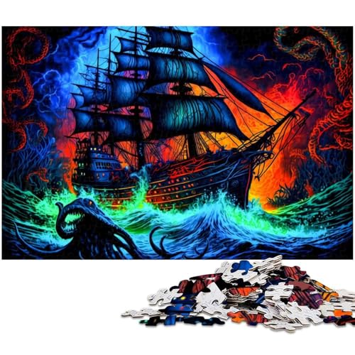 1000 teiliges Puzzle für Erwachsene Piratenschiff EIN Kunstwerk für Teenager ab 14 Jahren (Größe 38 x 26 cm) von zouxangzz