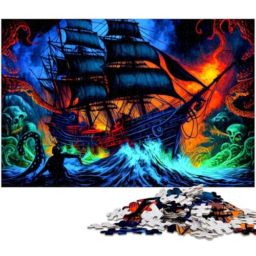 1000 teiliges Puzzle für Erwachsene Piratenschiff EIN Kunstwerk für Teenager ab 14 Jahren (Größe 38 x 26 cm) von zouxangzz